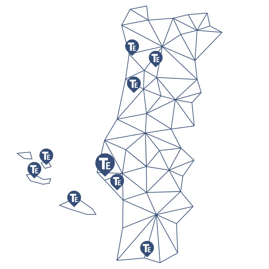 Mapa de Portugal com localizações Trablisa ESEGUR